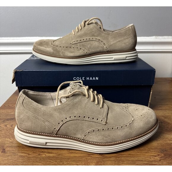 Cole Haan Men\'s Originalgrand Remastered Wingtip Oxford Birch beige Suede Sz 13M main image 9